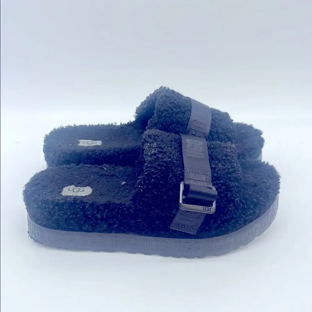 UGG Fluffita sheepskin Sherpa slip on platform sandals sz 12